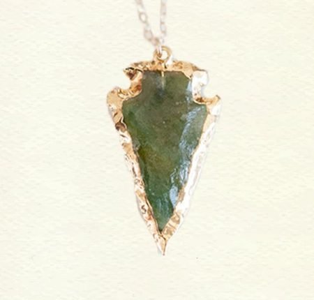 Moss agate arrowhead pendant
